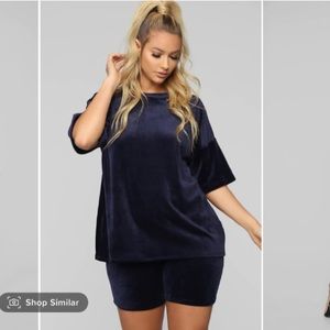 Fashion Nova navy oversized velour top
